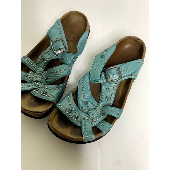 Betula By Birkenstock Women's Turquoise Lambada Studded Sandals Size 7 - Picture 11 of 12